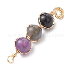 5 pièce 5 styles de pendentifs en perles rondes en jade malaisien naturel teinté&nbsp;PALLOY-JF04051-01