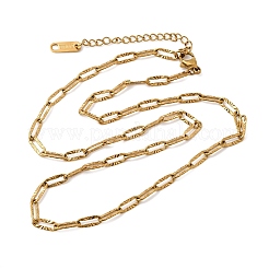 Collares unisex de cadena texturizada tipo clip de papel de acero inoxidable 304 de 3.5 mm&nbsp;NJEW-P356-01G