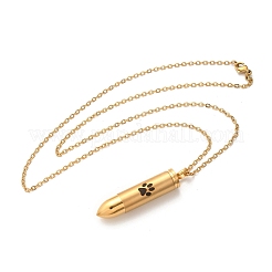 Collier pendentif en forme de balle en acier inoxydable 304 en forme d'empreinte de patte pour animal de compagnie&nbsp;NJEW-P326-03G