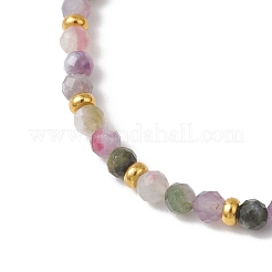 Натуральные разноцветные турмалиновые браслеты на резинке для женщин&nbsp;BJEW-JB13374