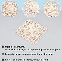 Artisanat d'applique onlay sculpté en bois massif naturel&nbsp;WOOD-FH0001-12