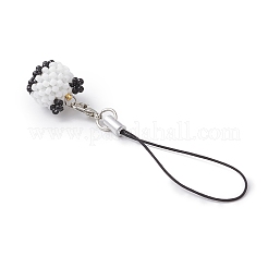 Ремешки для мобильного телефона из стеклянных бусин в виде панды&nbsp;HJEW-MZ00369