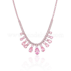 Sets aus Halsketten und Ohrsteckern mit Anhänger und Mikropavé-Fassung aus Messing und Zirkonia für Damen&nbsp;WG2183E-01