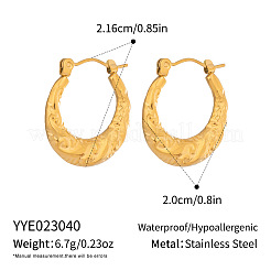Pendientes de aro ovalados texturizados de acero inoxidable 304 para mujer&nbsp;NR0139