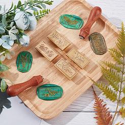 Грушевидная деревянная ручка и сургучная печать латунные головки штампа наборы&nbsp;AJEW-CP0002-49