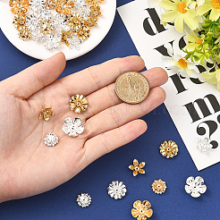 48шт. 8 набора колпачков для бусин в виде цветка из латуни&nbsp;KK-BBC0021-16