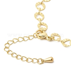 Браслет из латунного текстурированного кольца с цепочкой в форме сердца.&nbsp;MAK-K024-22G