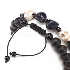 Set di braccialetti di perline intrecciati in ossidiana con lucentezza dorata naturale 2 pz 2 e pietre preziose miste&nbsp;BJEW-JB08382