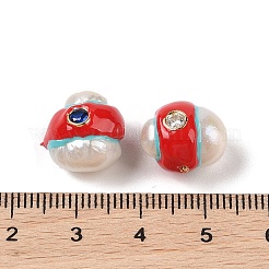 Natürliche Keshi-Perle mit Zirkonia-Emaille-Perlen&nbsp;PEAR-G014-06D