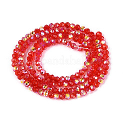 Нити из прозрачных стеклянных бусин-ронделей с цветным покрытием ab&nbsp;EGLA-T029-2mm-10G
