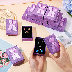 Rechteckige Geschenkboxen zur Aufbewahrung von Schmucksets aus Papier mit Schleife&nbsp;CON-TAC0014-12B