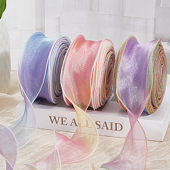 1 sachet de ruban organza dégradé de couleurs&nbsp;OHAR-CY0001-01B