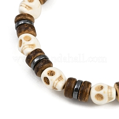 Pulseras elásticas de coco natural&nbsp;BJEW-JB12133-02