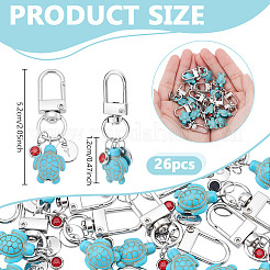 26 шт. подвеска в виде морской черепахи из искусственной бирюзы и нержавеющей стали 201 со стразами&nbsp;HJEW-NB00252