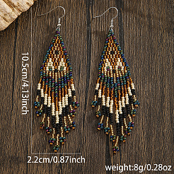 Серьги-кисточки из ромбовидного стекла ручной работы&nbsp;UB6333