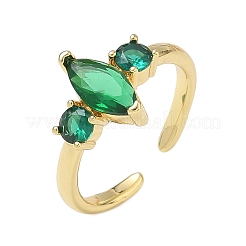 Offene Manschettenringe aus Messing mit Mikropavé und Zirkonia für Damen&nbsp;RJEW-L343-14G-06