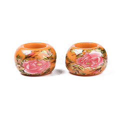 Непрозрачные акриловые бусины rondelle с цветочным принтом&nbsp;SACR-S305-27-I04