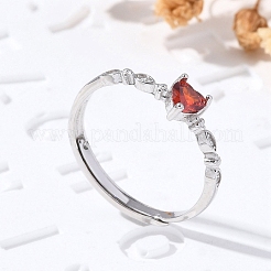Bagues réglables en argent sterling plaqué rhodium avec 925 zircone cubique&nbsp;RJEW-D300-05P-02