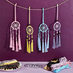 Наборы для самостоятельного изготовления сетки/паутины из полиэстера и искусственной замши с перьями&nbsp;DIY-GA0008-55