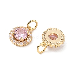 Charms de circonita cúbica rosa con micropavé de latón&nbsp;CU-CBA746B-03A-G