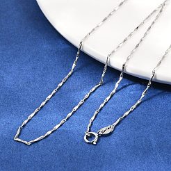925 in argento sterling bar contorto collane della catena a maglia&nbsp;NJEW-H056-01B-P