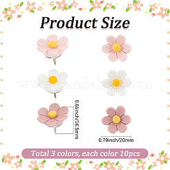 30 pieza de chinchetas de resina con flores de 3 colores&nbsp;AJEW-BM0001-03A