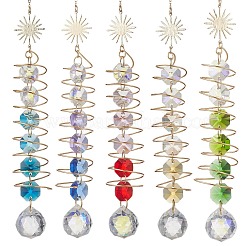 Стеклянные круглые и восьмиугольные бусины подвесные ловцы солнца&nbsp;HJEW-JM04606