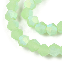 Fili di perle di vetro smerigliato bicono imitazione giada&nbsp;EGLA-A039-J4mm-MB01
