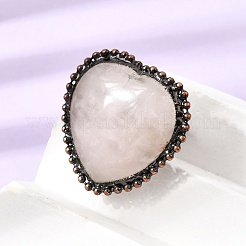 Anillos abiertos tipo brazalete de cuarzo rosa natural&nbsp;GG-CBAB410-02A