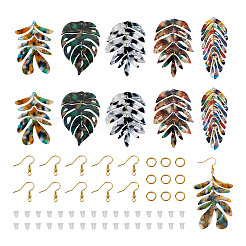 Наборы для самостоятельного изготовления сережек-подвесок в виде листьев монстеры&nbsp;DIY-BY0001-38