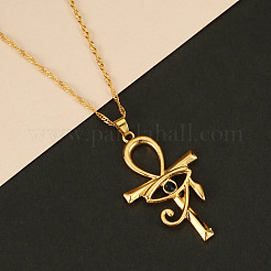 Collana pendente con croce ankh e occhio di horus con strass&nbsp;RELI-PW0001-021G