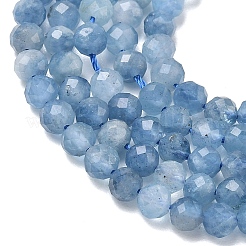 Natürliche teufelsblaue Aquamarin-Perlenstränge&nbsp;G-P629-A03-03
