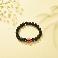 Bracciale elasticizzato in pietra lavica naturale&nbsp;BJEW-JB08553
