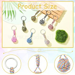 7 porte-clés rond en perles tricotées en polyester et élasthanne&nbsp;KEYC-CJ00013