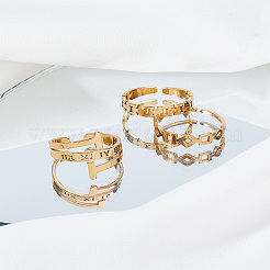 1 Set geometrische Manschettenringe aus Edelstahl für Damen&nbsp;RJEW-LP0008-19