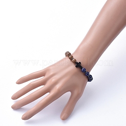 Bracelets extensibles en perles de bois naturel&nbsp;BJEW-JB05231-03