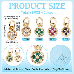 8 Stück 4 Farben Messing Micro Pave Zirkonia Anhänger&nbsp;KK-TA0009-08
