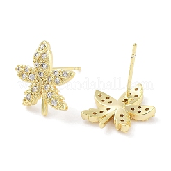 Orecchini a bottone da donna in ottone con micro pavé di zirconi trasparenti&nbsp;EJEW-S217-D06