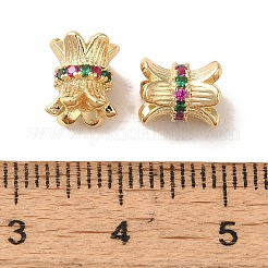 Покрытие стойки латунное паве зеленые и фиолетовые бусины из кубического циркония&nbsp;KK-M285-18G