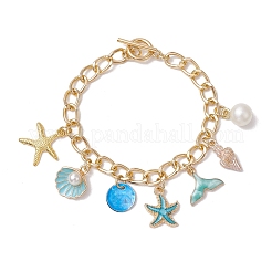 3 шт. 3-цветные алюминиевые витые браслеты-цепочки с морской тематикой для женщин&nbsp;BJEW-JB11650