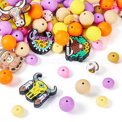 101 шт. силиконовые фокусные бусины с изображением крупного рогатого скота&nbsp;SIL-TA0002-60