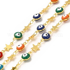 Occhi diabolici colorati e catene a maglie a stella in ottone&nbsp;CHC-A006-05G