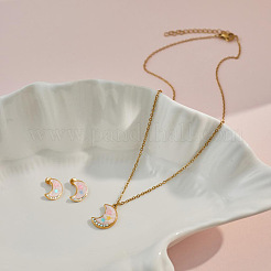Set di collane con pendente e orecchini a perno in acciaio inossidabile 304 per ragazze&nbsp;WG60F59-02