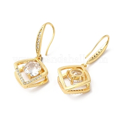 Orecchini pendenti a rombo con zirconi chiari&nbsp;EJEW-F316-19G