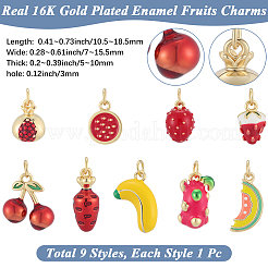 9 шт. 9 стиля латунных эмалевых подвесок&nbsp;KK-BBC0019-50