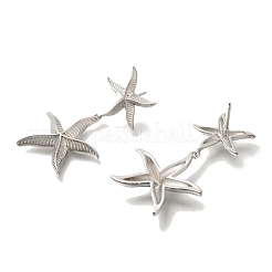 Boucles d'oreilles à tige en laiton en forme d'étoile de mer avec placage en rack&nbsp;EJEW-H016-25P