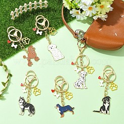 6 porte-clés en alliage émaillé 6 styles&nbsp;HJEW-YW00562