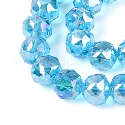Brins de perles rondes en verre transparent plaqué couleur AB&nbsp;EGLA-T029-8mm-12T-08
