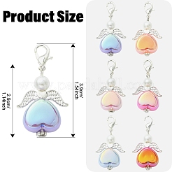 12 pendentif décoratif en perle de verre bicolore et alliage&nbsp;HJEW-YW00350