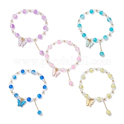 Браслеты с подвесками в виде бабочек из акрилового сплава&nbsp;BJEW-JB12761